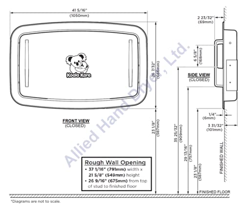 Koala Kare® KB310-SSWM - Wall Mounted Horizontal Stainless Steel Baby Changing Station (New for 2021)