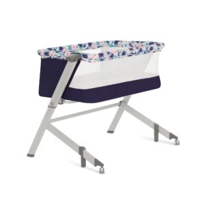dream on me flora baby bassinet in floral bloom, lightweight and portable travel bassinet with carry bag, five adjustable height position, mattress pad included