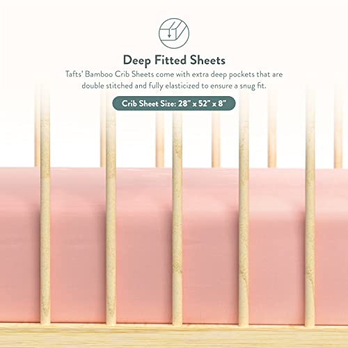 TAFTS Bamboo Crib Sheet Fitted, Girls Boys & Unisex 100% Organic Bamboo Crib Sheet for Standard Crib and Toddler Mattress, Luxuriously Soft, Cool, 360 Elasticized, (28" x 52" Blush)