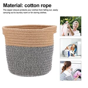 Woven Hamper Collapsible Basket Cotton Rope Woven Basket Large Storage Laundry Plant Pot Cover Decorative Storage Basket for Living Room Bathroom Baskets Nursery Organizer Bins