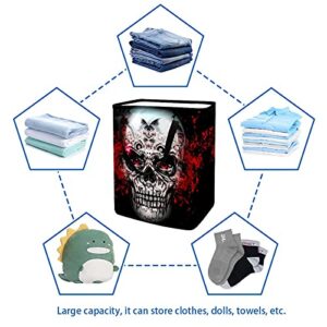 Novelty Skull Black Laundry Basket Collapsible Storage bin with Handles for Hamper,Kids Room,Toy Storage
