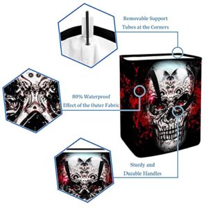 Novelty Skull Black Laundry Basket Collapsible Storage bin with Handles for Hamper,Kids Room,Toy Storage