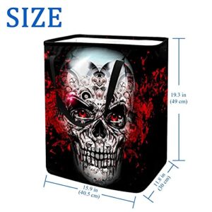 Novelty Skull Black Laundry Basket Collapsible Storage bin with Handles for Hamper,Kids Room,Toy Storage