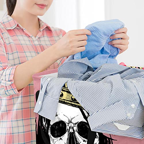 Skull Laundry Basket Collapsible Storage bin with Handles for Hamper,Kids Room,Toy Storage