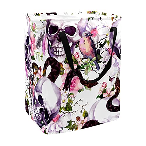 Skull Snake Laundry Basket Collapsible Storage bin with Handles for Hamper,Kids Room,Toy Storage