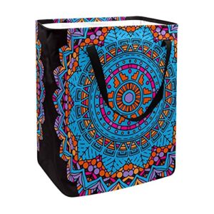 mandala geometric floral laundry basket collapsible storage bin with handles for hamper,kids room,toy storage