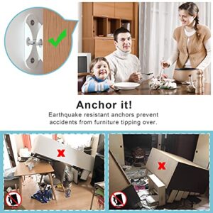 Furniture Anchors (6 Pack) 2023 Upgraded Furniture Straps for Baby Proofing, Secure 400 Pound Furniture Prevent Falling Anti Tip Earthquake Straps for Child Safety