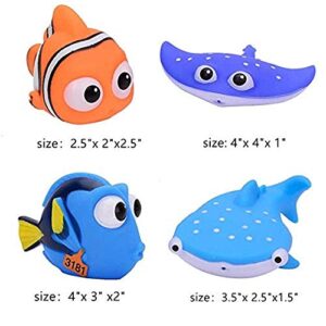 Kid Shower Toy Baby Bath Squirt Toys,Shark Bathtub Water Toys,4pcs Toddlers Infant Swimming Pool Toys,for Birthday Gifts Summer Beach,Pool Activity