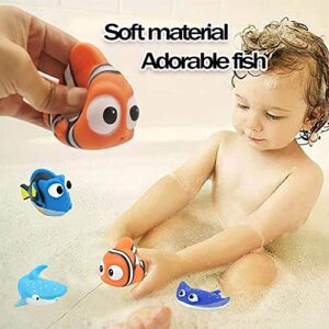 Kid Shower Toy Baby Bath Squirt Toys,Shark Bathtub Water Toys,4pcs Toddlers Infant Swimming Pool Toys,for Birthday Gifts Summer Beach,Pool Activity