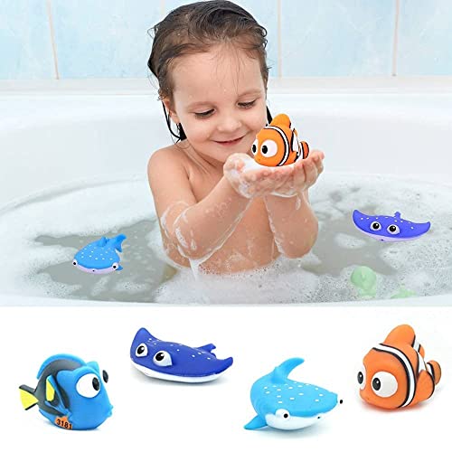 Kid Shower Toy Baby Bath Squirt Toys,Shark Bathtub Water Toys,4pcs Toddlers Infant Swimming Pool Toys,for Birthday Gifts Summer Beach,Pool Activity