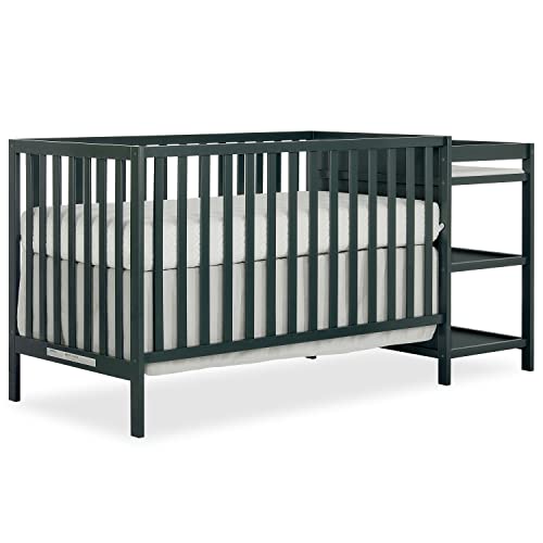 Dream On Me Synergy Convertible Crib and Changer in Olive with Detachable Changing Table, JPMA Certified, 1” Changing pad