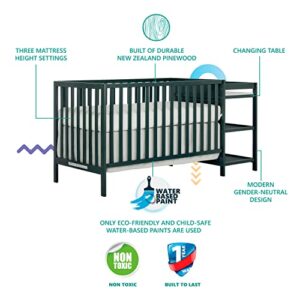 Dream On Me Synergy Convertible Crib and Changer in Olive with Detachable Changing Table, JPMA Certified, 1” Changing pad