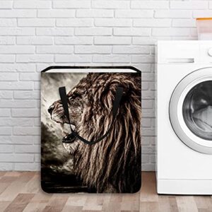 Lion Background Laundry Basket Collapsible Storage bin with Handles for Hamper,Kids Room,Toy Storage