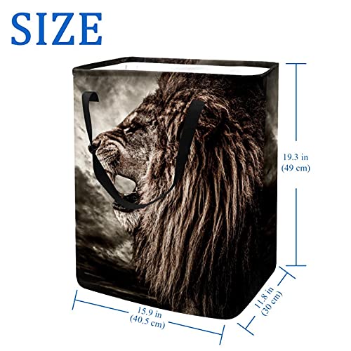 Lion Background Laundry Basket Collapsible Storage bin with Handles for Hamper,Kids Room,Toy Storage