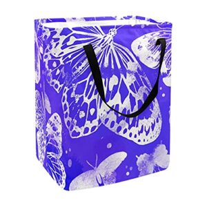purple butterfly laundry basket collapsible storage bin with handles for hamper,kids room,toy storage