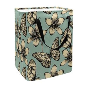 butterfly green laundry basket collapsible storage bin with handles for hamper,kids room,toy storage