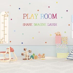 Playroom Wall Decor Kids Playroom Wall Decals Share Imagine Laugh DIY Wall Stickers for Nursery Playroom Decoration (Crazy Orange)