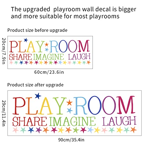 Playroom Wall Decor Kids Playroom Wall Decals Share Imagine Laugh DIY Wall Stickers for Nursery Playroom Decoration (Crazy Orange)