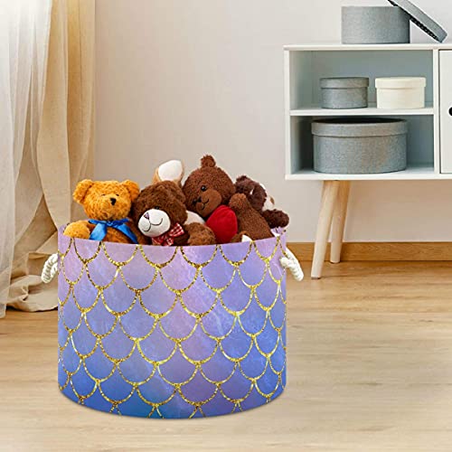 2 Mermaid Storage Bin Basket Large Round Nursery Storage & Rectangular Storage Bin, Book Bag, Gift Baskets