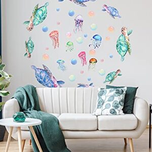 Under The Sea Wall Decals Sea Turtle Seaweed Wall Stickers Kalolary 3D Under The Sea Coral Reef Ocean Grass Bubbles Wall Decals Wall Decoration for Wall Corner Nursery Room Children Bedroom Bathroom Living Room