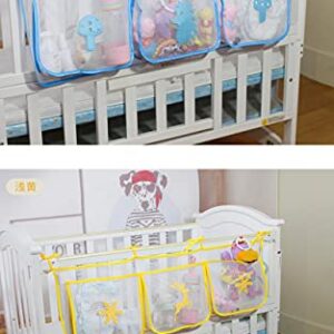 Mixuyang Baby Bed Hanging Storage Bag Crib Storage Bag Bedside Beds Toys Container Decor Pocket Space Saver with 3 grids 黄色