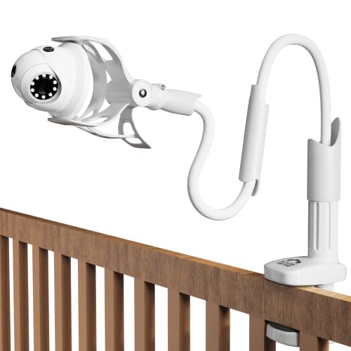 KinderSense Universal Baby Monitor Mount, Extra Long (35") Flexible and Adjustable Crib Mount for Baby Camera, No Drilling No Adhesive 360 Degree Ability