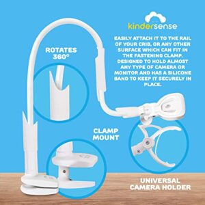 KinderSense Universal Baby Monitor Mount, Extra Long (35") Flexible and Adjustable Crib Mount for Baby Camera, No Drilling No Adhesive 360 Degree Ability