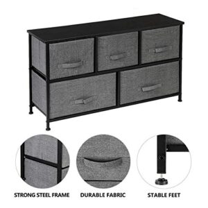 unknown brand 2-Tier Wide Closet Dresser, Nursery Dresser Tower with 5 Easy Pull Fabric Drawers and Metal Frame, Multi-Purpose Organizer Unit for Closets, Dorm Room, Living Room, Hallway, Grey