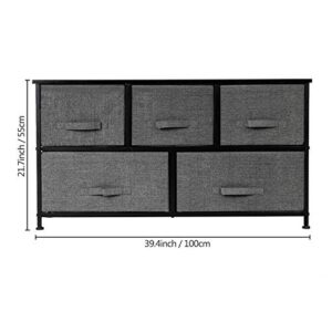 unknown brand 2-Tier Wide Closet Dresser, Nursery Dresser Tower with 5 Easy Pull Fabric Drawers and Metal Frame, Multi-Purpose Organizer Unit for Closets, Dorm Room, Living Room, Hallway, Grey