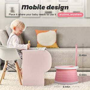 Portable Potty for Toddler Travel - Travel Potties Foldable Training Toilet Travel Potty Chair for Toddler Baby Kids Travel Potty Seat Indoor and Outdoor Pink