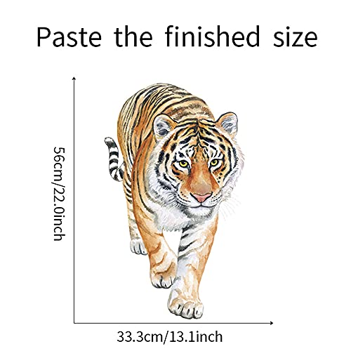 ROFARSO Lifelike Cool Tiger Jungle Animal Wall Stickers Removable Wall Decals Art Decorations Decor for Bedroom Living Room Murals