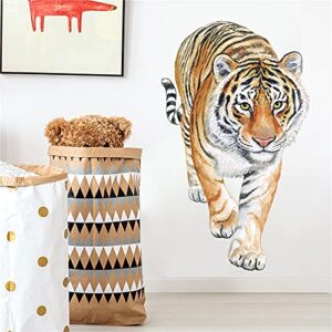 ROFARSO Lifelike Cool Tiger Jungle Animal Wall Stickers Removable Wall Decals Art Decorations Decor for Bedroom Living Room Murals