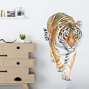 ROFARSO Lifelike Cool Tiger Jungle Animal Wall Stickers Removable Wall Decals Art Decorations Decor for Bedroom Living Room Murals