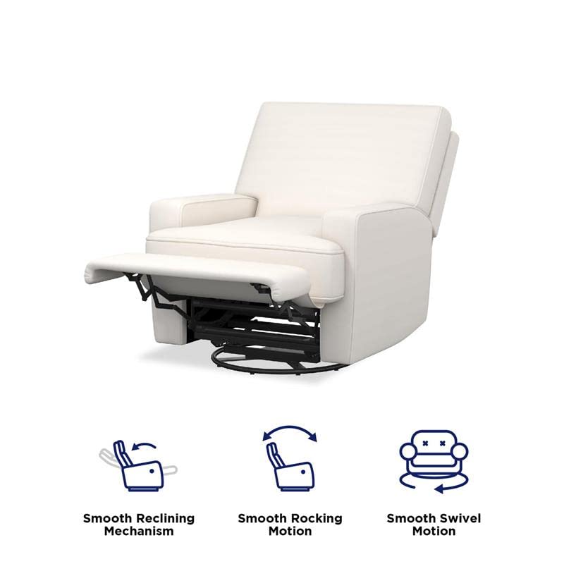 Baby Relax Rylan Swivel Glider Recliner Chair, Coil Seating, White