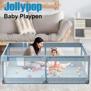 Baby Playpen, Large Baby Playpen, Playpen for Babies and Toddlers with Breathable Mesh, Playpens for Babies with 4 Anti-Slip Suckers, Indoor Outdoor Reliable Baby Activity Center(Gray)