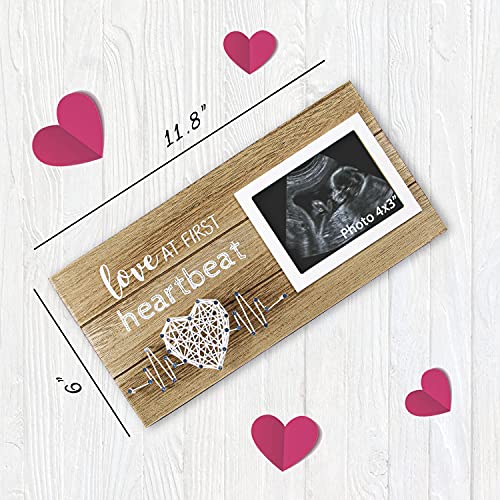 VILIGHT New Mom Gifts - Pregnancy Announcements Ideas Baby Gender Reveal Gifts - Love At First Heartbeat Sonogram Picture Frame for Standard 4" x 3" Ultrasound Photo