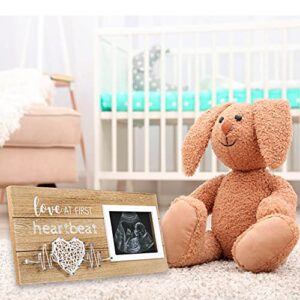 VILIGHT New Mom Gifts - Pregnancy Announcements Ideas Baby Gender Reveal Gifts - Love At First Heartbeat Sonogram Picture Frame for Standard 4" x 3" Ultrasound Photo