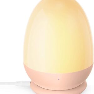 JolyWell Night Lights for Kids with Stable Charging Pad, Touch Control&Timer Setting, ABS+PC Baby Egg Lamp for Breastfeeding，Pink