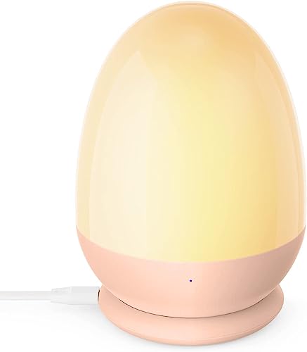 JolyWell Night Lights for Kids with Stable Charging Pad, Touch Control&Timer Setting, ABS+PC Baby Egg Lamp for Breastfeeding，Pink