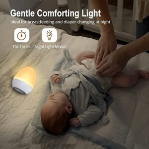 JolyWell Night Lights for Kids with Stable Charging Pad, Touch Control&Timer Setting, ABS+PC Baby Egg Lamp for Breastfeeding，Pink