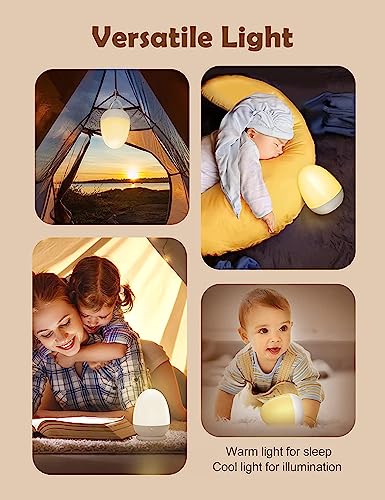 JolyWell Night Lights for Kids with Stable Charging Pad, Touch Control&Timer Setting, ABS+PC Baby Egg Lamp for Breastfeeding，Pink