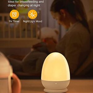 JolyWell Night Lights for Kids with Stable Charging Pad, Touch Control&Timer Setting, ABS+PC Baby Egg Lamp for Breastfeeding，Pink