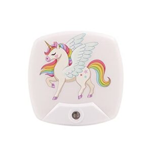 2 Pack - Cartoon Unicorn LED Plug-in Night Light for Kids - Wall Lamp Take Good Care Children Sleep Light Sensor Auto Controlled Nightlights for Baby Nursing D