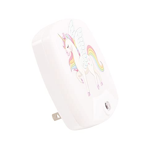 2 Pack - Cartoon Unicorn LED Plug-in Night Light for Kids - Wall Lamp Take Good Care Children Sleep Light Sensor Auto Controlled Nightlights for Baby Nursing D