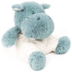 GUND Baby Oh So Snuggly Hippo Plush Stuffed Animal Understuffed and Quilted for Tactile Play and Security Blanket Feel, for Baby and Infant, Teal Blue and Cream, 8"