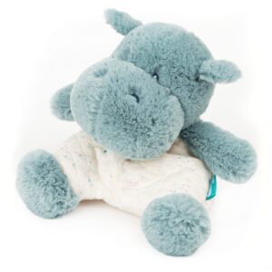 GUND Baby Oh So Snuggly Hippo Plush Stuffed Animal Understuffed and Quilted for Tactile Play and Security Blanket Feel, for Baby and Infant, Teal Blue and Cream, 8"