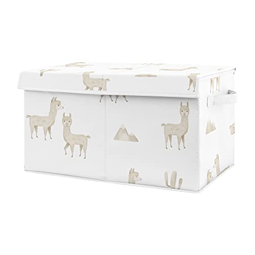 Sweet Jojo Designs Boho Llama Boy Girl Small Fabric Toy Bin Storage Box Chest For Baby Nursery Kid Room - Gender Neutral Beige Taupe Tan Bohemian Southwest Aztec Watercolor Mountain Cactus Farmhouse