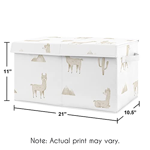 Sweet Jojo Designs Boho Llama Boy Girl Small Fabric Toy Bin Storage Box Chest For Baby Nursery Kid Room - Gender Neutral Beige Taupe Tan Bohemian Southwest Aztec Watercolor Mountain Cactus Farmhouse