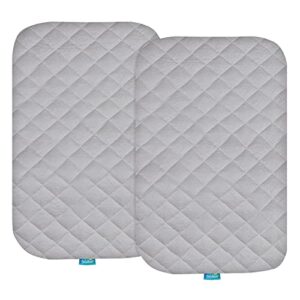 bassinet mattress pad cover(21" x 35"), fit for milliard, miclassic, besrey, bellababy, amke 3 in 1 and dream on me bassinet, 2 pack, waterproof quilted ultra soft bamboo sleep surface, grey