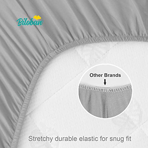 Bassinet Mattress Pad Cover(21" x 35"), Fit for Milliard, Miclassic, Besrey, Bellababy, AMKE 3 in 1 and Dream on me Bassinet, 2 Pack, Waterproof Quilted Ultra Soft Bamboo Sleep Surface, Grey